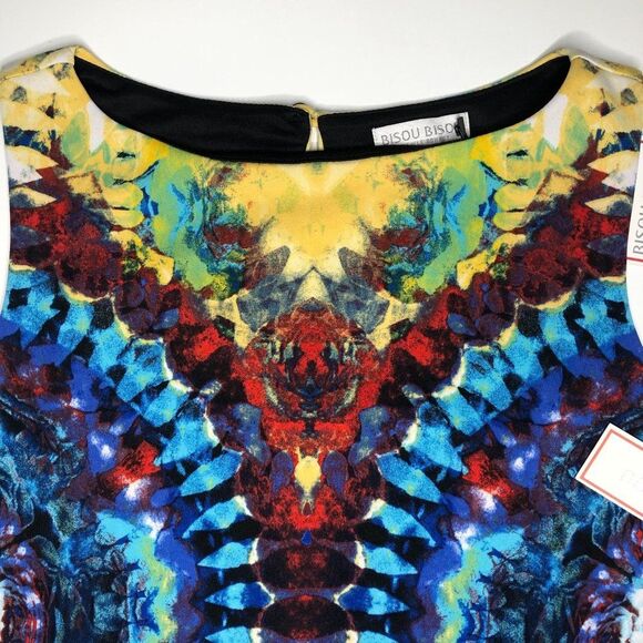 Bisou Bisou Colorful Tie Dye Printed Sleeveless Crop Top Shirt Women's M - Picture 5 of 8